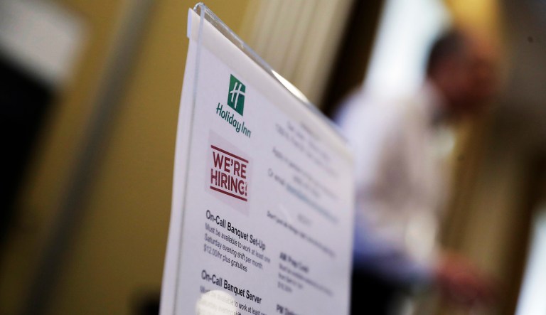 On Thursday, the Labor Department reports on the number of people who applied for unemployment benefits a week earlier. Forecasters had expected new jobless claims to drift down to around 250,000. (AP Photo/Marcio Jose Sanchez)