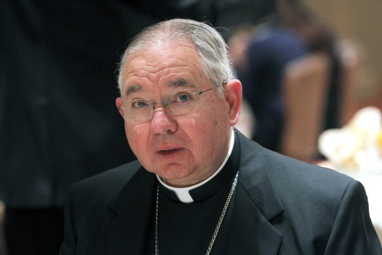 Los Angeles Archbishop Jose Gomez makes the keynote speech at Town Hall Los Angeles' forum on 