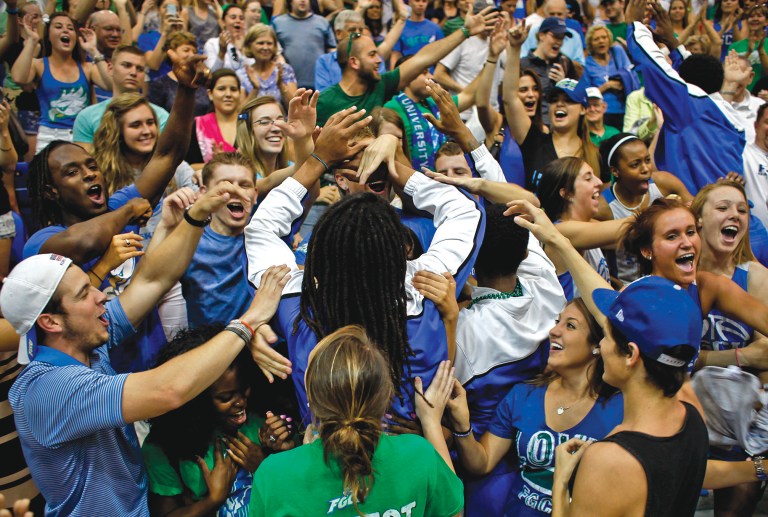 William DeShazer/AP/Naples Daily News
Students filled Alico Arena on Monday for a pep rally to celebrate 15th-seeded Florida Gulf Coast's entrance to the Sweet 16.