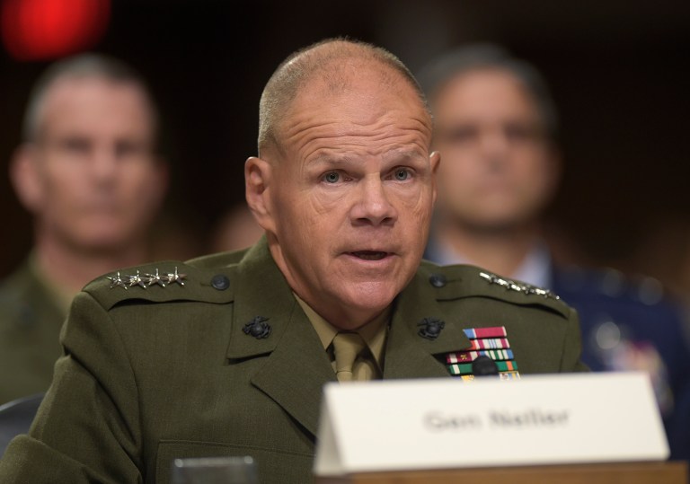 Marine Corps Commandant Gen. Robert B. Neller said Wednesday that the additional active-duty Marines authorized in this year's defense policy bill will be used to boost capabilities like intelligence, cyber and maintenance. (AP Photo/Susan Walsh)