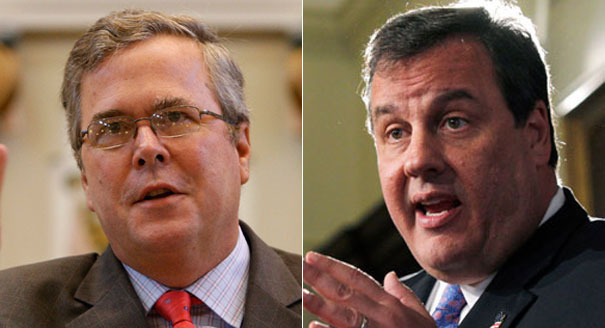 New Jersey Gov. Chris Christie and former Florida Gov. Jeb Bush are attractive to similar voters. AP Photos