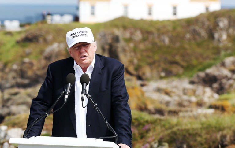 The presumptive Republican presidential nominee Donald Trump, in Scotland the day after the United Kingdom voted to leave the EU, saluted the decision, saying the nation's citizens 
