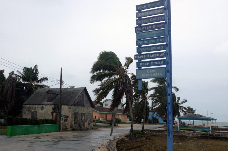 The sky is overcast on south Eleuthera island, Bahamas, early Friday, Oct. 2, 2015 as Hurricane Joaquin dumps torrential rains across the eastern and central Bahamas as a Category 4 storm. (AP Photo/Ben Fox)