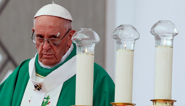 Pope Francis warned Monday that history will judge the actions of leaders on climate change. The pope urged 