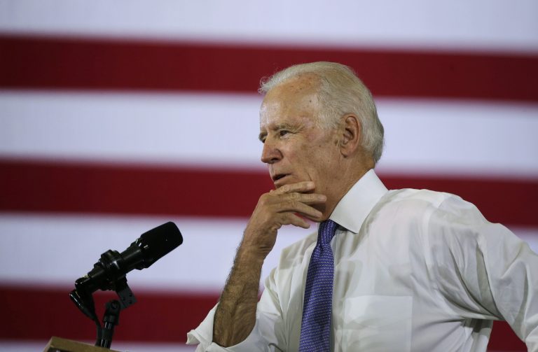 Vice President Biden tried to walk back on saying that independent Greg Orman will join the Senate Democrats if elected.Â (AP Photo/Steven Senne)
