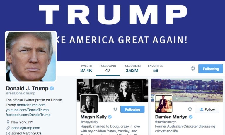 Fox hater Trump follows Megyn, Bret, Greta, Bill, Geraldo on Twitter