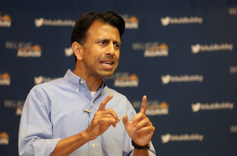 Louisiana Gov. Bobby Jindal speaks to community members during a town hall meeting in Iowa on Monday. (Nicki Kohl/Telegraph Herald via AP)