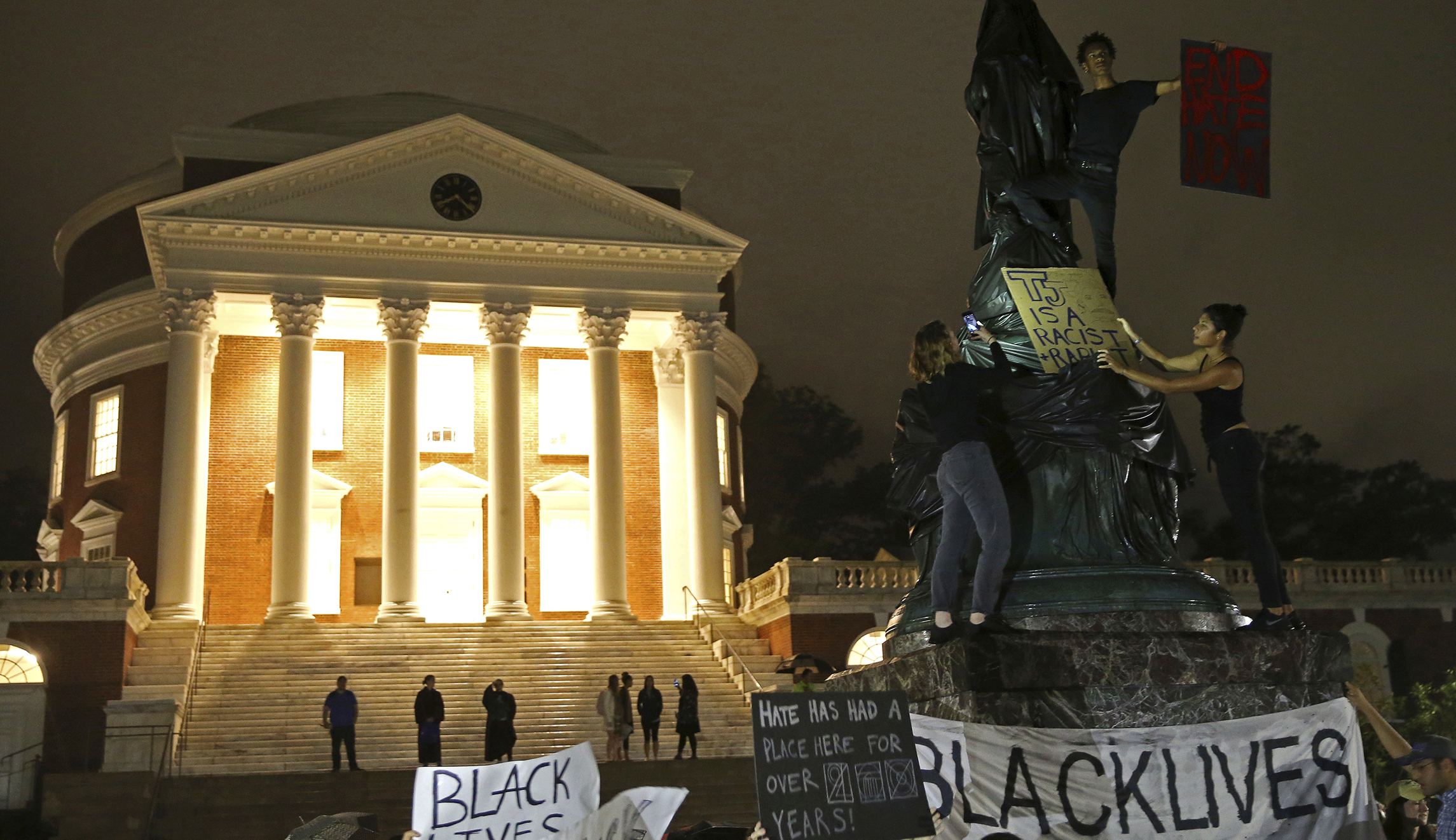 Black Lives Matter shroud UVa’s Thomas Jefferson statue, condemn founding father as ‘rapist and racist’