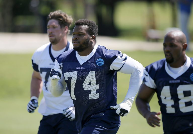 Lawrence Okoye, who has never played American football at any level, will try out with the Miami Dolphins. (AP Photo/Tony Gutierrez)