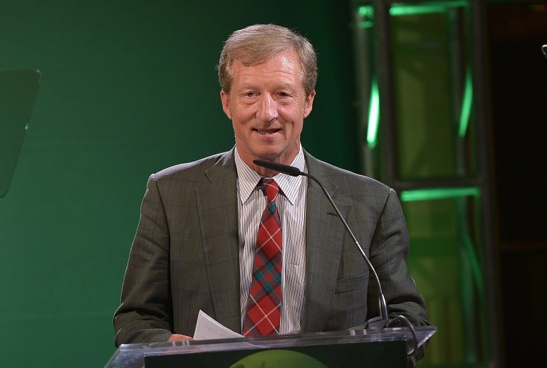 The efforts of Steyer, shown here at a 2013 awards ceremony, 