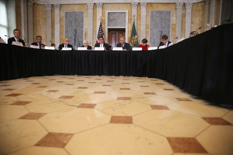 U.S. Secretary of the Treasury Jacob Lew (C) speaks during an open session of a Financial Stability Oversight Council meeting December 18, 2014 at the Treasury Department in Washington, DC. The FSOC received updates on financial stability during the open session. (Photo by Alex Wong/Getty images)
