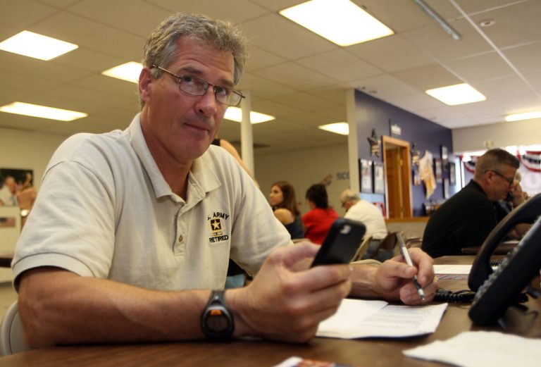 Scott Brown called voters from his headquarters in Manchester, N.H. On Tuesday, Brown won the Republican party's nomination for U.S. Senate. (AP Photo/Jim Cole)