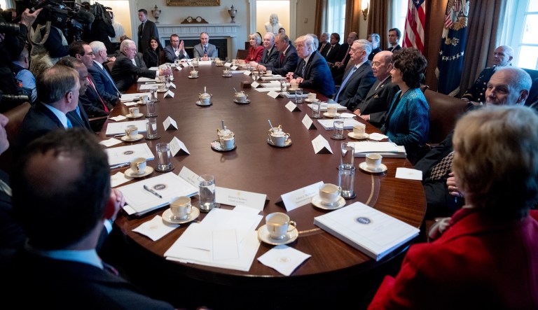 Transportation Secretary Elaine Chao, Commerce Secretary Wilbur Ross, Labor Secretary Alexander Acosta, Agriculture Secretary Sonny Perdue, and Energy Secretary Rick Perry are set to appear before lawmakers on March 14. (AP Photo/Andrew Harnik)