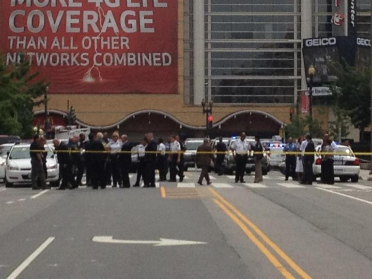 The scene of the shooting at the Family Research Council in downtown D.C. (Aubrey Whelan/Examiner photo)