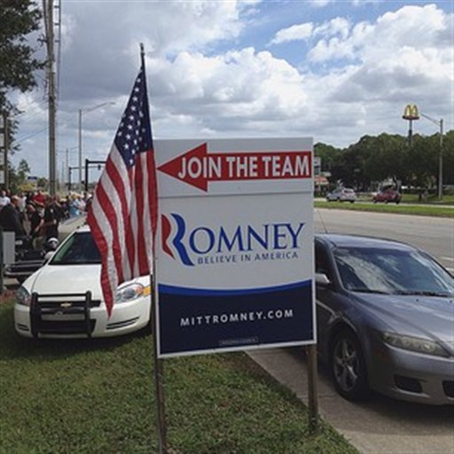 Outside Romney headquarters in Jacksonville, Fla. AP Photo)