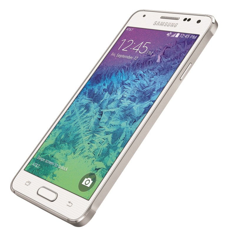 This product image provided by Samsung shows the Samsung Alpha Phone. The Alpha will be available in the U.S. starting Friday, Sept. 26, 2014, through AT&T. (AP Photo/Samsung)