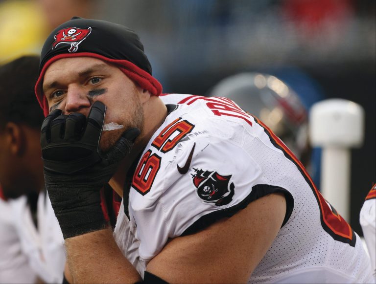 Bob Leverone/AP
Offensive tackle Jeremy Trueblood started 61 games for the Buccaneers in his first four seasons but only 23 in the last three years.