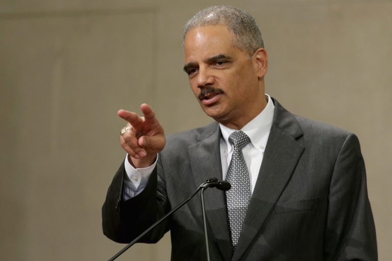 WASHINGTON, DC - MAY 29:  U.S. Attorney General Eric Holder delivers remarks during the Justice Department Inspector General's annual awards ceremony in the Great Hall at the Robert F. Kennedy Department of Justice building May 29, 2013 in Washington, DC. After it was revealed that the Justice Department was investigating journalists from the Associated Press and FOX News, the department began contacting major print and broadcast news organization bureau chiefs to set up a meeting this week with Holder to discuss changes to guidelines for subpoenas to news organizations.  (Photo by Chip Somodevilla/Getty Images)