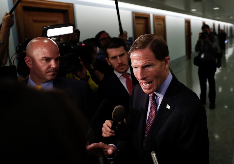 Blumenthal spoke of possible conspiracy that pushed Pence to seek outside legal help like President Trump has. (AP Photo/Carolyn Kaster)