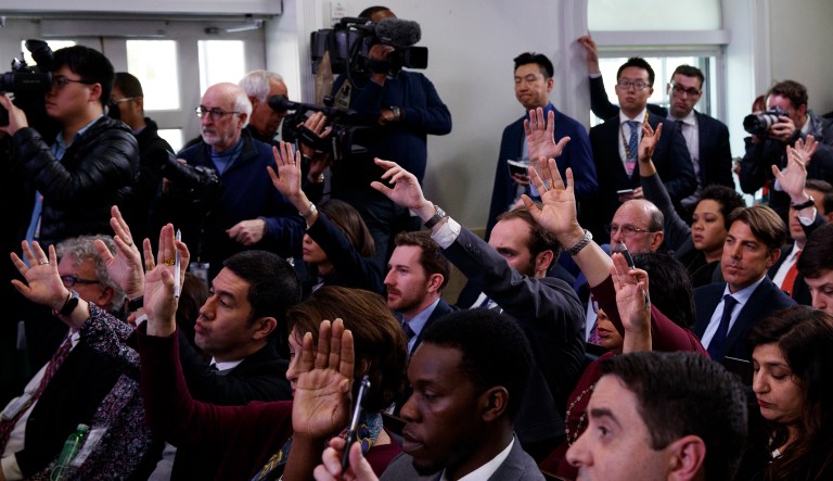 The scandal surrounding former White House press secretary Rob Porter was not the only story Tuesday, but it was the only story most of the press corps cared to ask about. (AP Photo/Evan Vucci)
