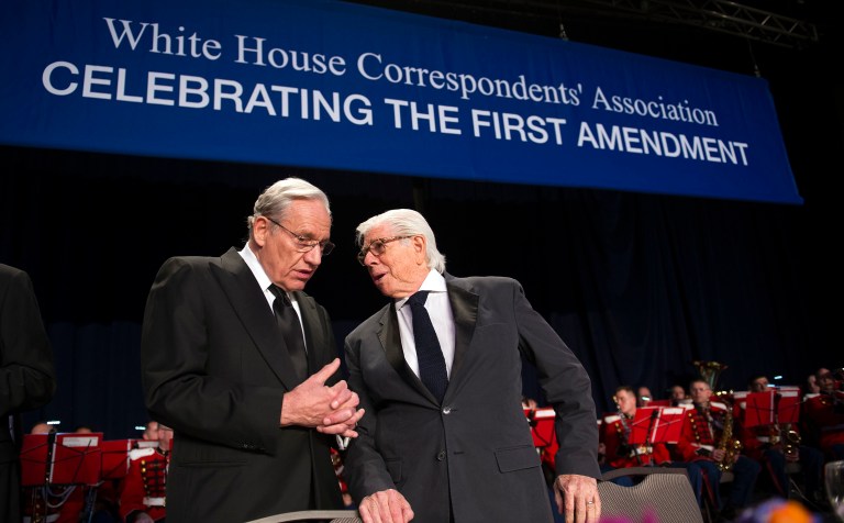Bob Woodward and Carl Bernstein imparted an austere but reassuring message to their fellow journalists at a time when President Trump has repeatedly excoriated the media for perpetuating 