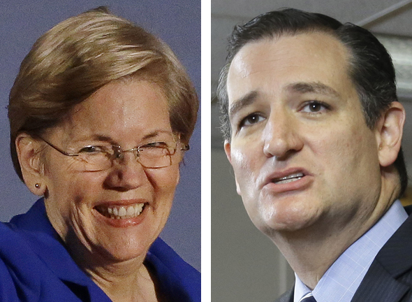 Sen. Chuck Schumer came to the defense of Massachusetts Sen. Elizabeth Warren on Sunday, saying critics should not compare her to Tea Party icon Sen. Ted Cruz. (AP Photos)