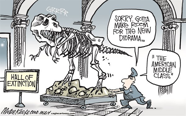 Editorial cartoon: Extinction of the middle class