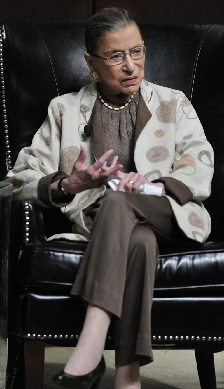 U.S. Supreme Court Justice Ruth Bader Ginsburg discusses the Roe vs. Wade case on it's 40th anniversary at The University of Chicago Law School in Chicago, Saturday, May 11, 2013. The U.S. Supreme Court decided Roe v. Wade in 1973. It established a nationwide right to abortion. (AP Photo/Paul Beaty)