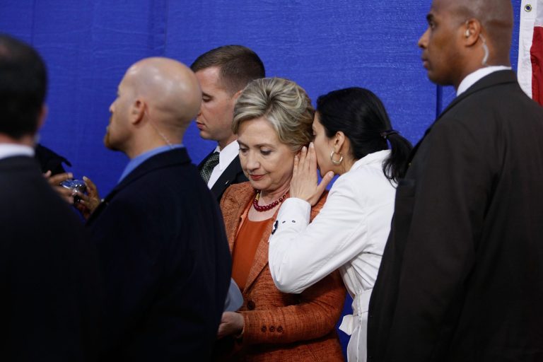 Huma Abedin,Â Clinton's former deputy chief of staff, pictured above whispering into then-Sen.Â Hillary Clinton's ear in 2008.Â Clinton has admitted Abedin had a private account on the server now in FBI custody.Â (Photo by Joe Raedle/Getty Images)
