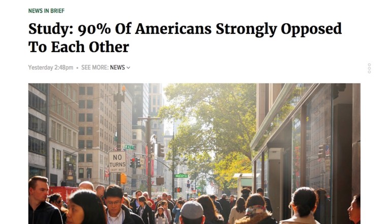 The Onion may be parody, but its headlines often strike a chord with readers in 21st-century America. (screenshot)