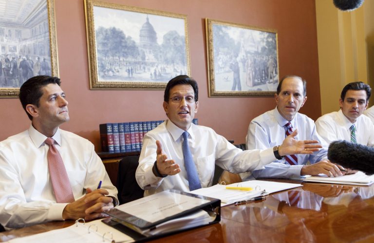 From left, Republican Reps. Paul Ryan, Eric Cantor, Dave Camp and Tom Graves. (AP Photo/J. Scott Applewhite)