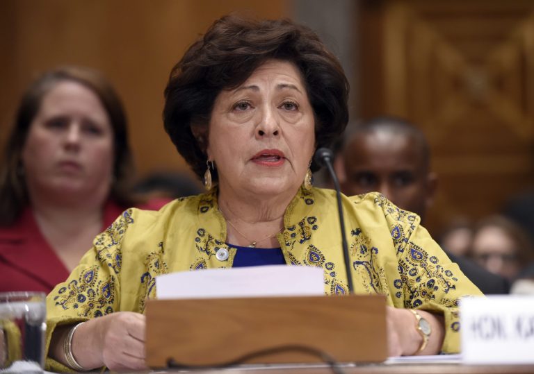 Office of Personnel Management Director Katherine Archuleta testifies on Capitol Hill in Washington. (AP Photo/Susan Walsh)