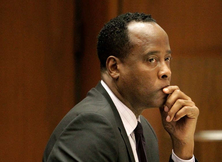 Michael Jackson's former doctor Conrad Murray sits in a courtroom during his involuntary manslaughter trial in Los Angeles. A California appeals court in Los Angeles on Wednesday, Jan. 15, 2014, unanimously affirmed the involuntary manslaughter conviction of Murray. (AP Photo/Reed Saxon, Pool, File)