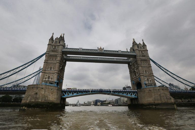 A view of Tower Bridge over the river Thames in London.