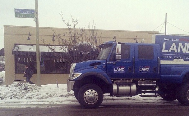 Michigan Senate candidate Terri Lynn Land's truck has been appearing all over Michigan in recent weeks. (Courtesy instagram.com/terristruck)