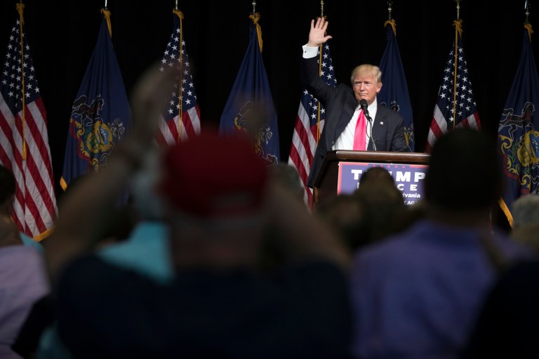 "He didn't mention my favorite chapter. He left one chapter out," Donald Trump said of Bill Clinton's speech at the Democratic convention. (AP Photo/Evan Vucci)