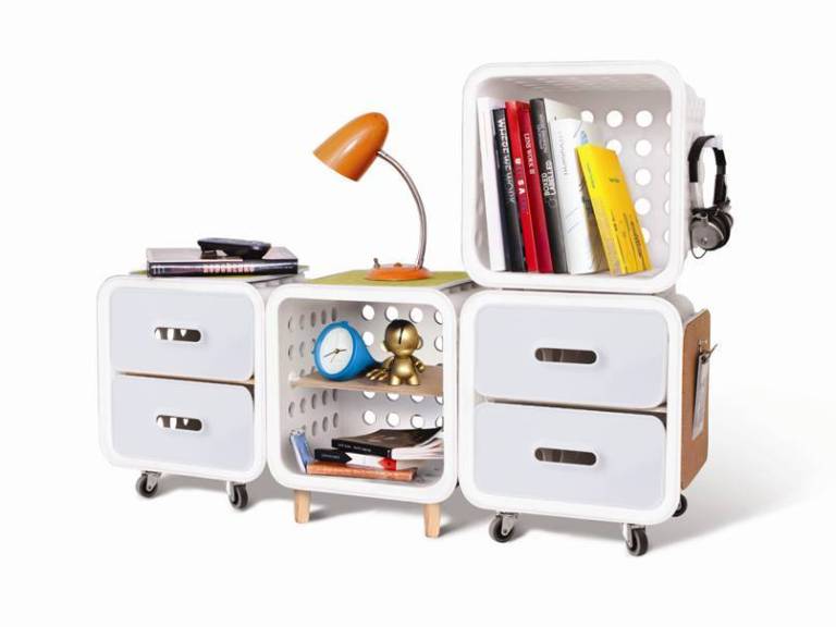   This undated product image provided by Quirky.com, a website that lets users collaborate on designing household products, shows its first U.S.-manufactured item, a take on the traditional milk crate, The crates will be sold on the website Fab.com for the next seven days. starting Wednesday, June 13, 2012. (AP Photo/Quirky)  