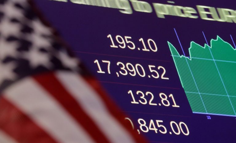 The Dow Jones Industrial Average index hit a record high Wednesday as markets opened the day after the Republican Party won control of both chambers of Congress. (AP Photo)
