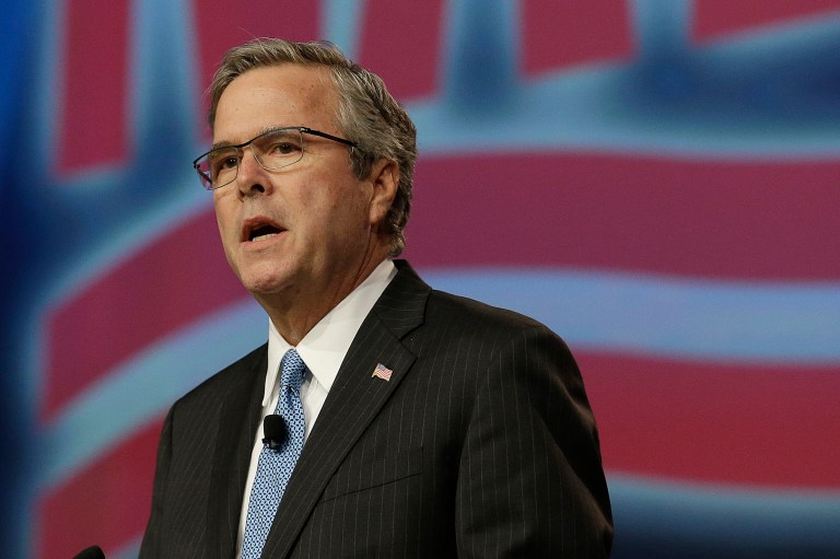 Former Florida Gov. Jeb Bush speaks at the National Automobile Dealers Association convention in San Francisco, Friday, Jan. 23, 2015. (AP Photo/Jeff Chiu)