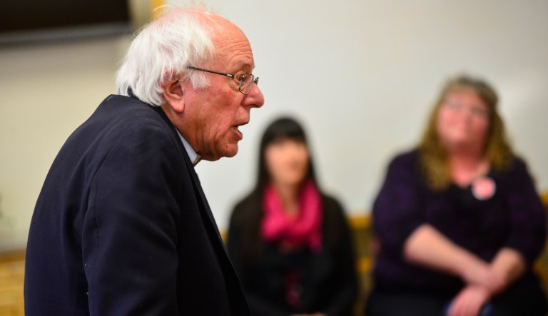 Sanders critiqued certain aspects of Trump's speech and singled out certain topics that Trump did not address. (Kristopher Radder/The Brattleboro Reformer via AP)