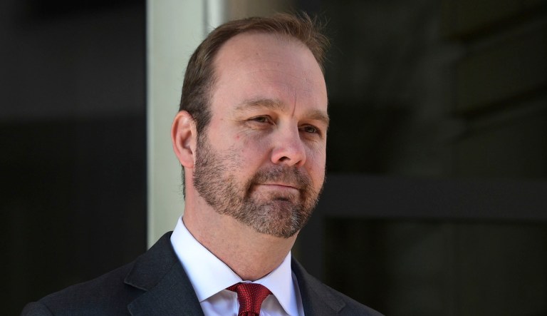 Flanked by his counsel Tom Green in federal court in Washington, former Trump campaign aide Rick Gates (pictured above) pleaded guilty to one count of conspiracy against the U.S. and one count of making a false statement. (AP Photo/Susan Walsh)