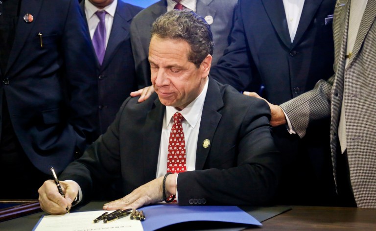 New York keeps losing people in spite of multiple special tax breaks and other corporate welfare initiatives by Cuomo. (AP Photo/Bebeto Matthews)