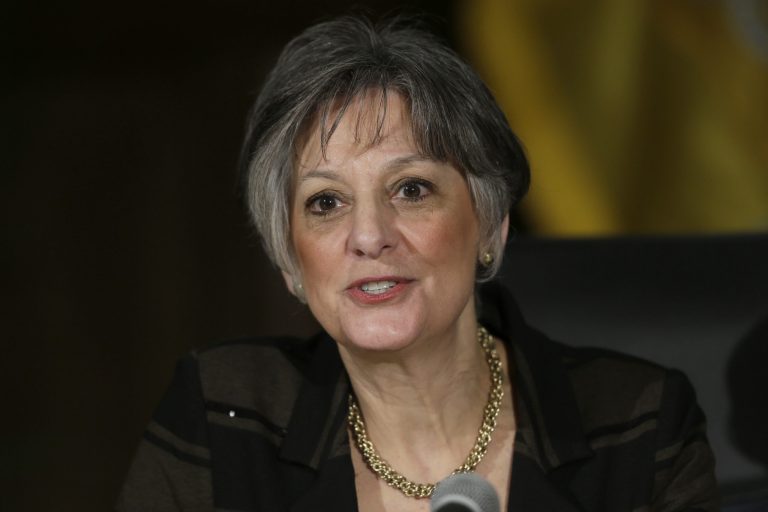 Pennsylvania Democratic Rep. Allyson Schwartz, shown here on Feb. 11 in Philadelphia, leads a poll of 2014 Democratic gubernatorial primary nominees. (AP Photo/Matt Rourke)