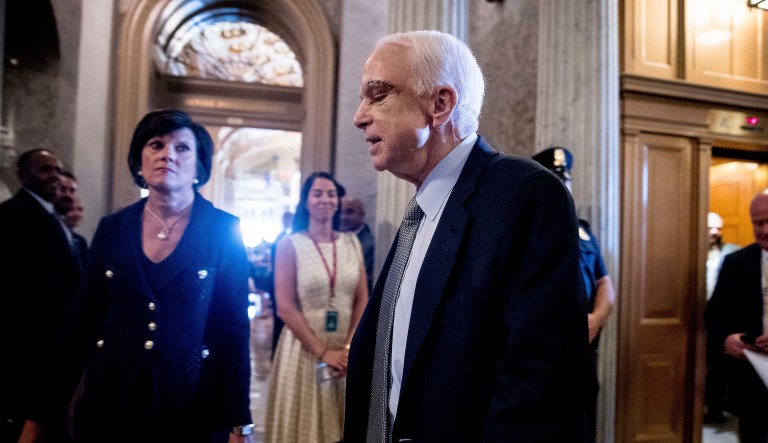 Sen. John McCain, the Arizona Republican who issued a fatal blow to his party's efforts to repeal and replace portions of Obamacare last month, said on Wednesday he believed that Congress could pass a healthcare bill, but only if lawmakers work openly and in a bipartisan way. (AP Photo/Andrew Harnik)