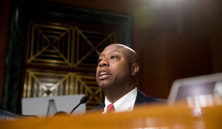 Scott added his voice to the bipartisan condemnation Trump faced over his controversial statements following the violence in Charlottesville, Va. (AP Photo/Andrew Harnik)