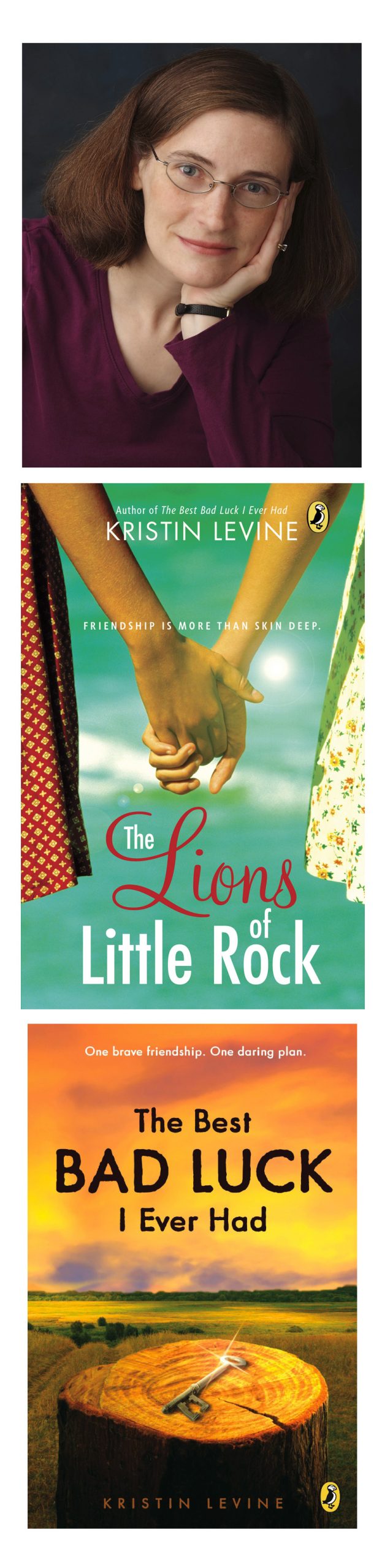 Author Kristin Levine and covers of two her books