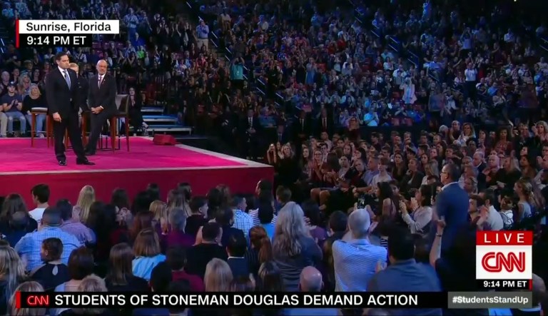 Onlookers Wednesday noted how easily a teenager was able to dismantle Sen. Marco Rubio, R-Fla., at a CNN town hall on gun control. (screenshot)