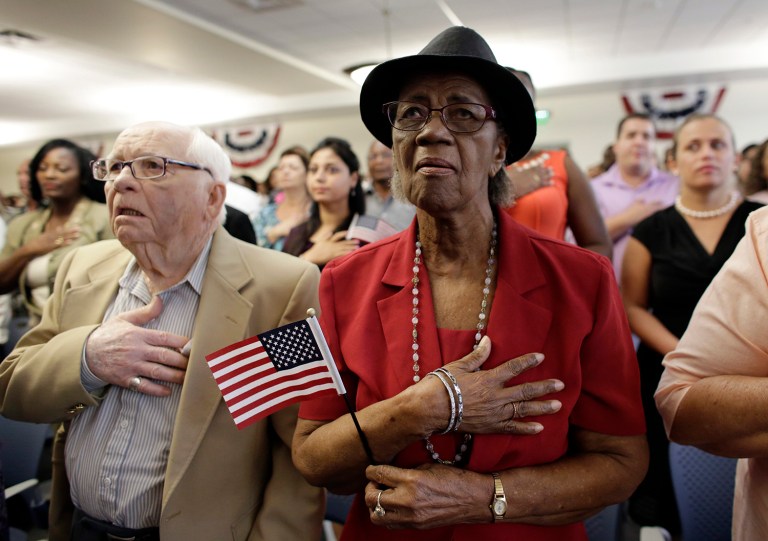 Federal officials were forced to cancel naturalization ceremonies this week after discovering a flaw in the immigrant background check system. (AP Photo/Lynne Sladky)