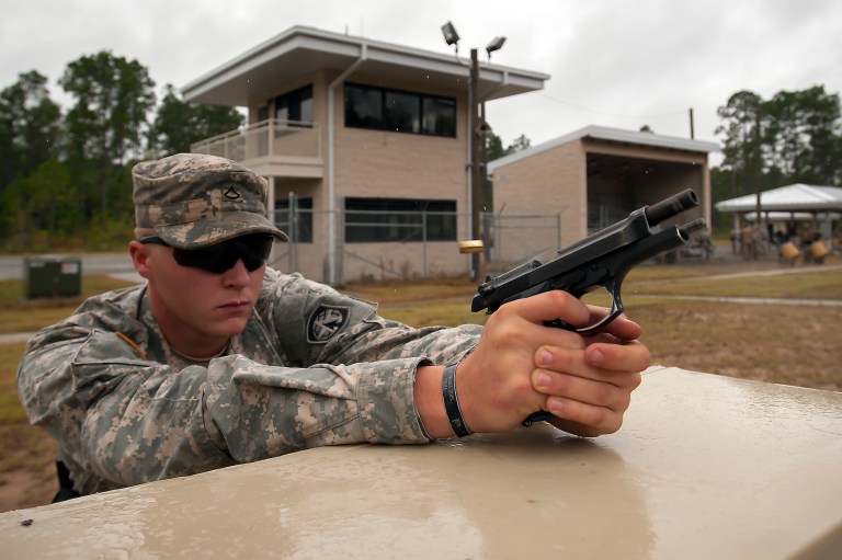 Military handguns are a prime —