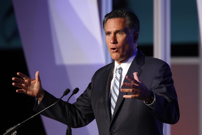 Mitt Romney addressed the U.S. Hispanic Chamber of Commerce in Los Angeles, Monday, Sept. 17, 2012. (AP/David McNew)